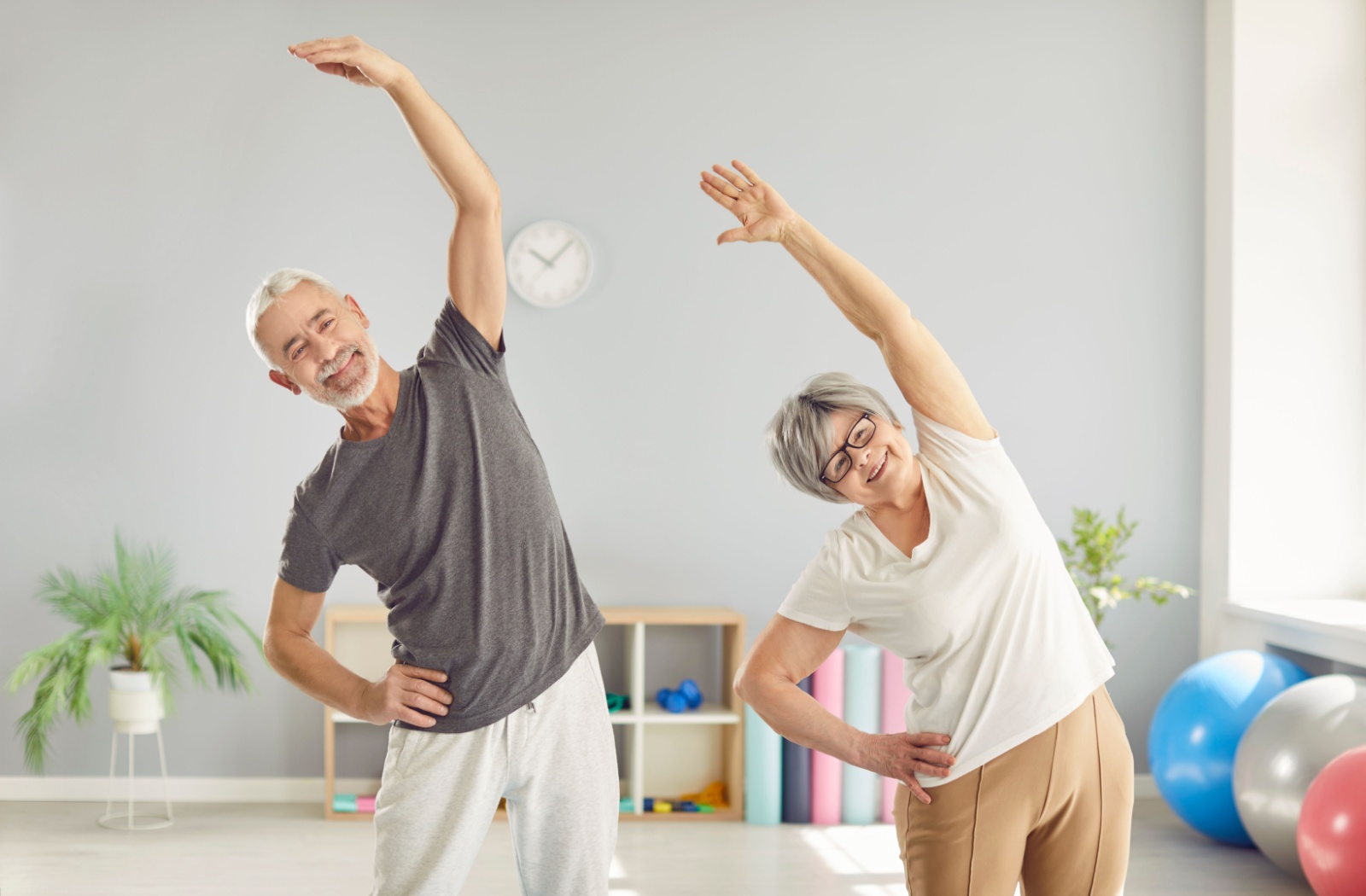 seniors doing stretching exercises